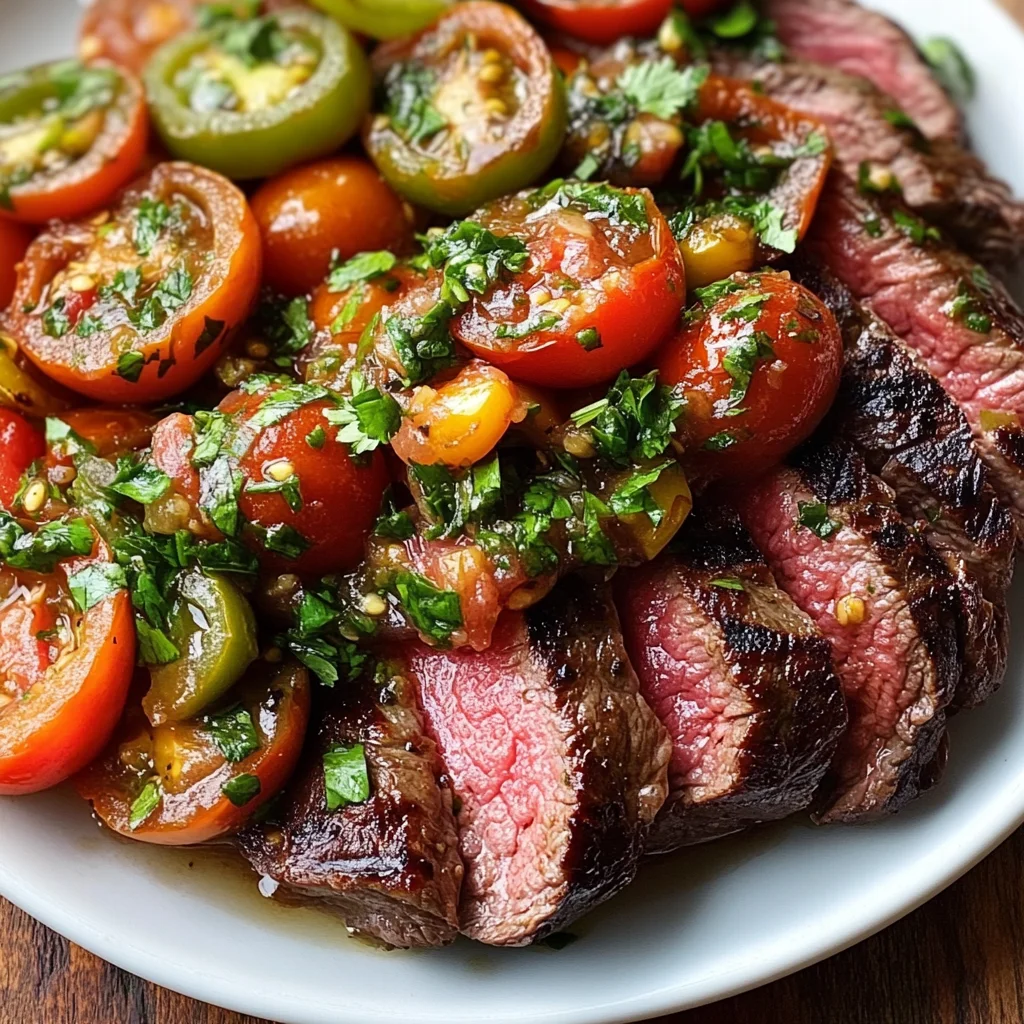 Seared Flank Steak with Roasted Tomato-Cilantro Salsa