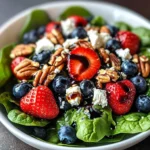 Berry Spinach Salad with Pecans, Feta, and Balsamic Glaze