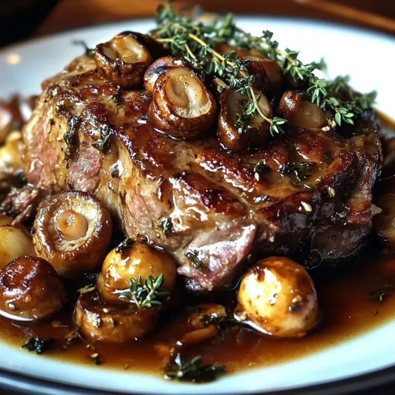Braised Lamb Shoulder with Lions Mane Mushrooms and Thyme