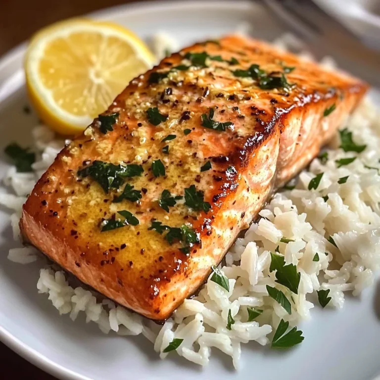 Garlic Butter Salmon with Fluffy White Rice