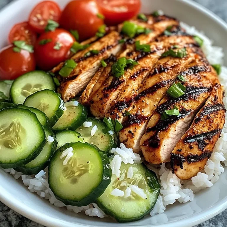 Grilled Chicken with Rice and Fresh Tomato-Cucumber Salad