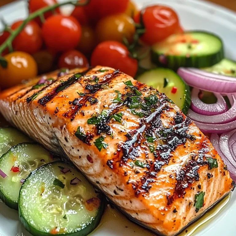 Grilled Salmon with Fresh Cucumber & Tomato Salad