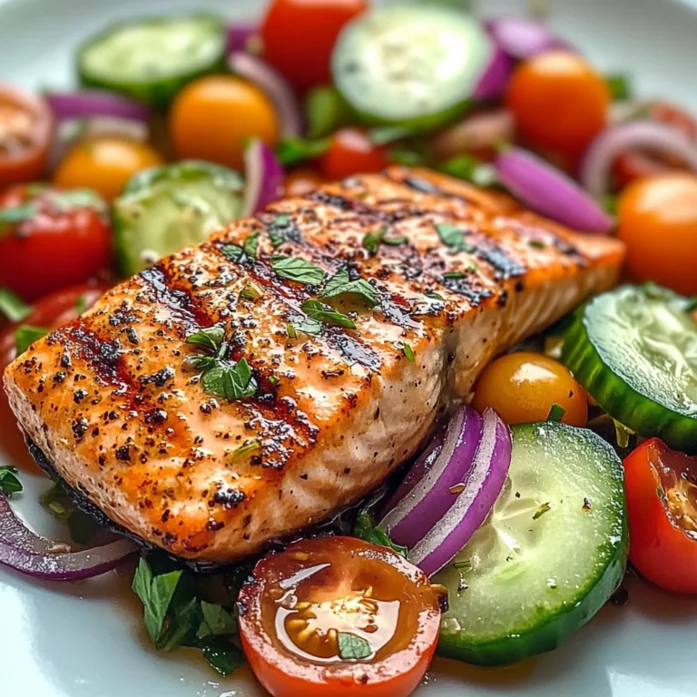 Grilled Salmon with Fresh Cucumber & Tomato Salad