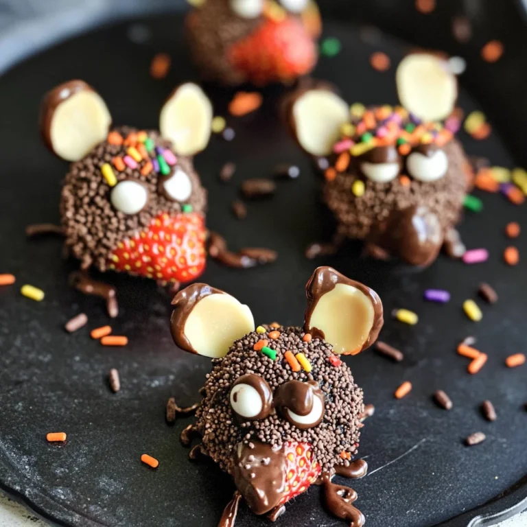 Halloween Dessert - Strawberry and Chocolate fudge mice