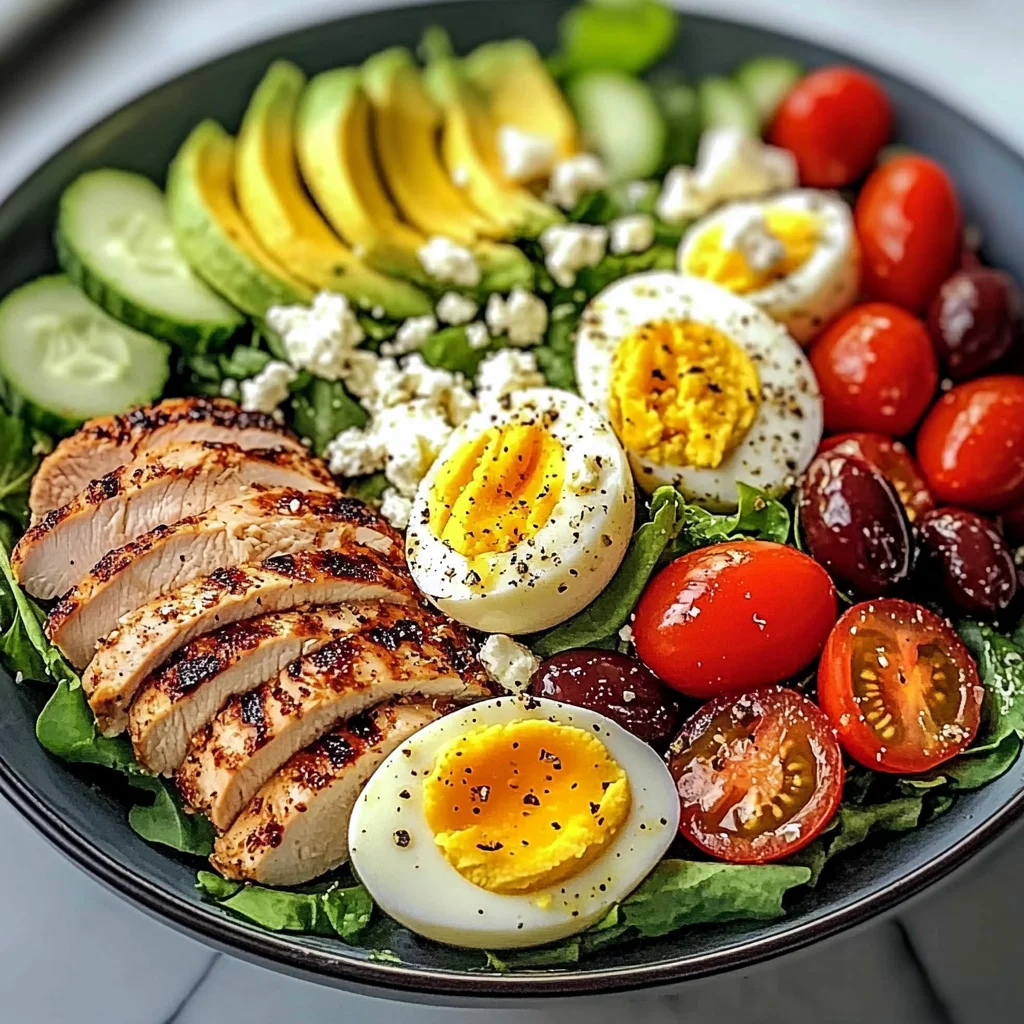 Mediterranean Power Salad with Grilled Chicken & Jammy Eggs