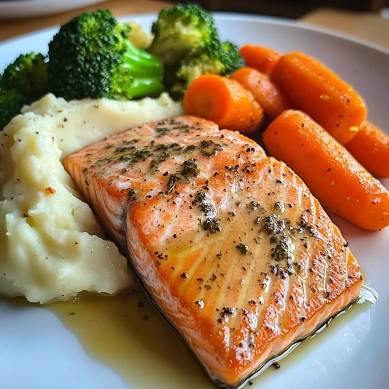 Salmon with Mashed Potatoes and Vegetables