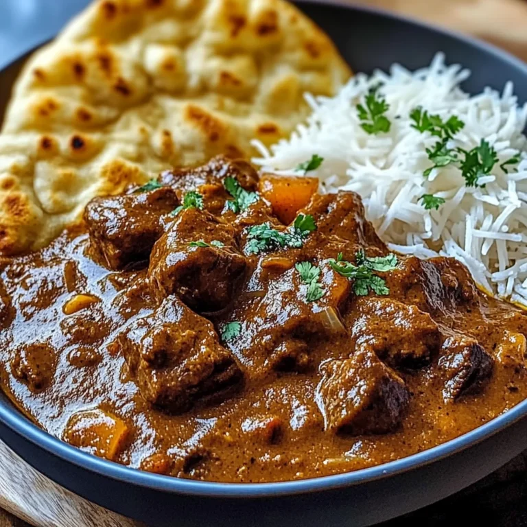 Slow-Cooked Beef Curry with Garlic Naan