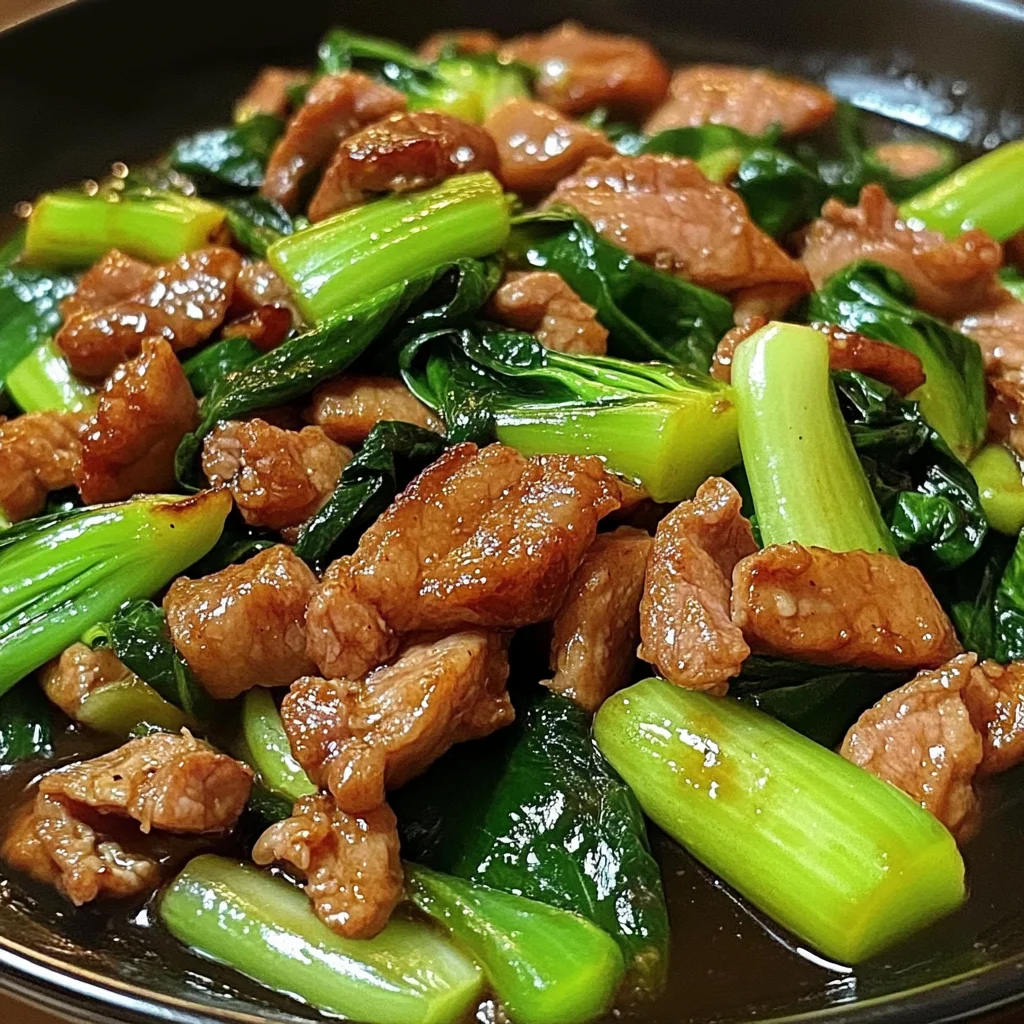 Stir-Fried Pork with Bok Choy in Garlic-Ginger Sauce